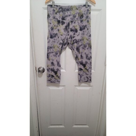 LULULEMON ALIGN HIGH RISE TIE DYE PURPLE GREEN AND BLACK PULL ON ANKLE LEGGING S - Picture 2 of 10